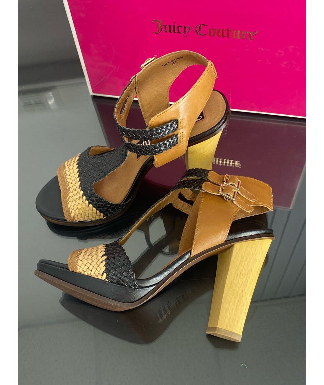 JUICY COUTURE Черные кожаные босоножки, фото 3