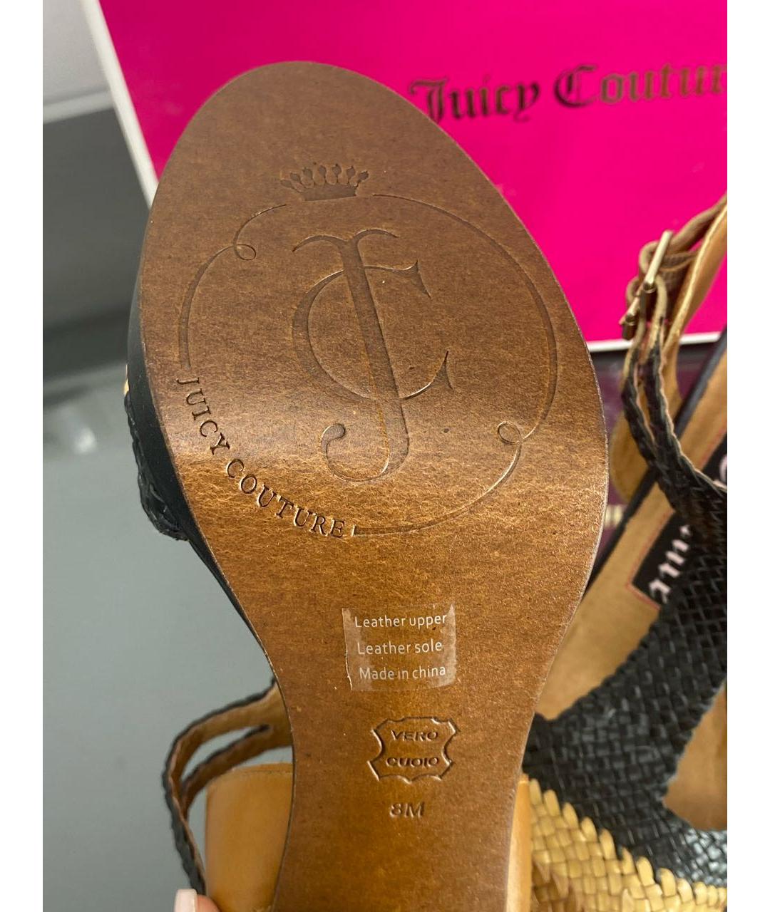 JUICY COUTURE Черные кожаные босоножки, фото 6