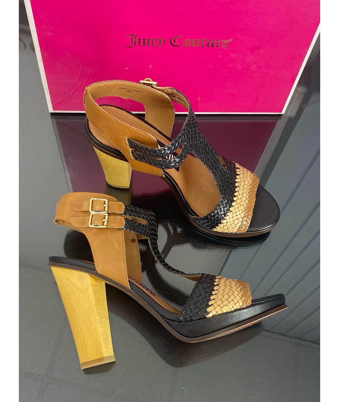 JUICY COUTURE Черные кожаные босоножки, фото 7