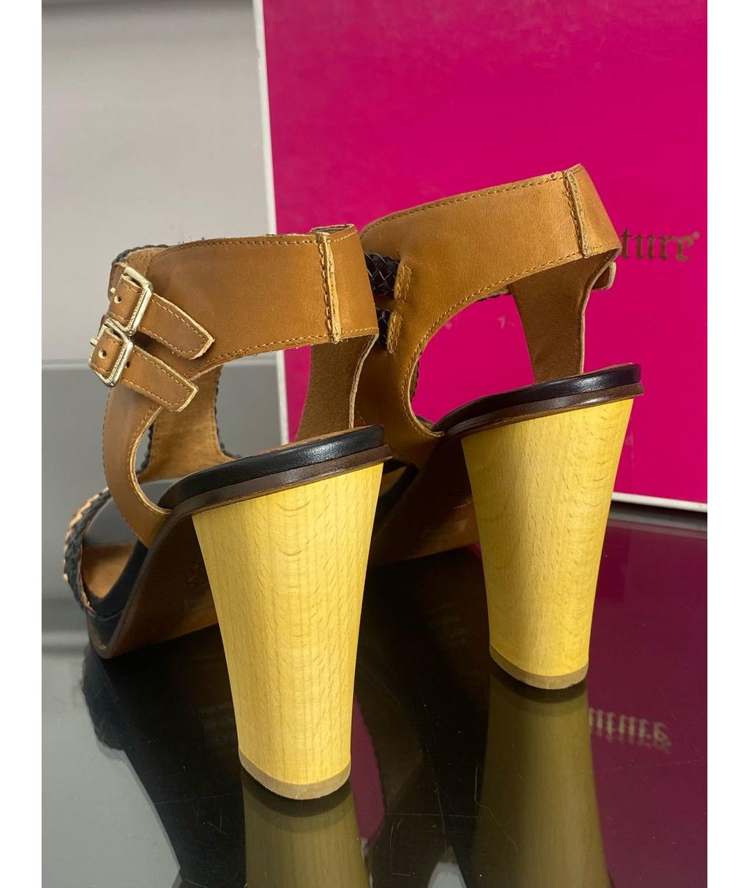 JUICY COUTURE Черные кожаные босоножки, фото 4