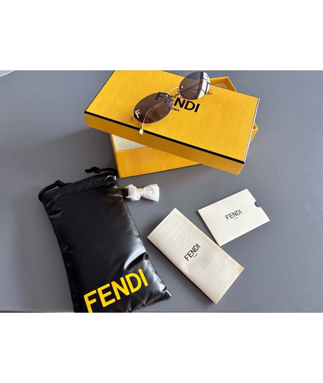 FENDI Темно-синие металлические солнцезащитные очки, фото 3