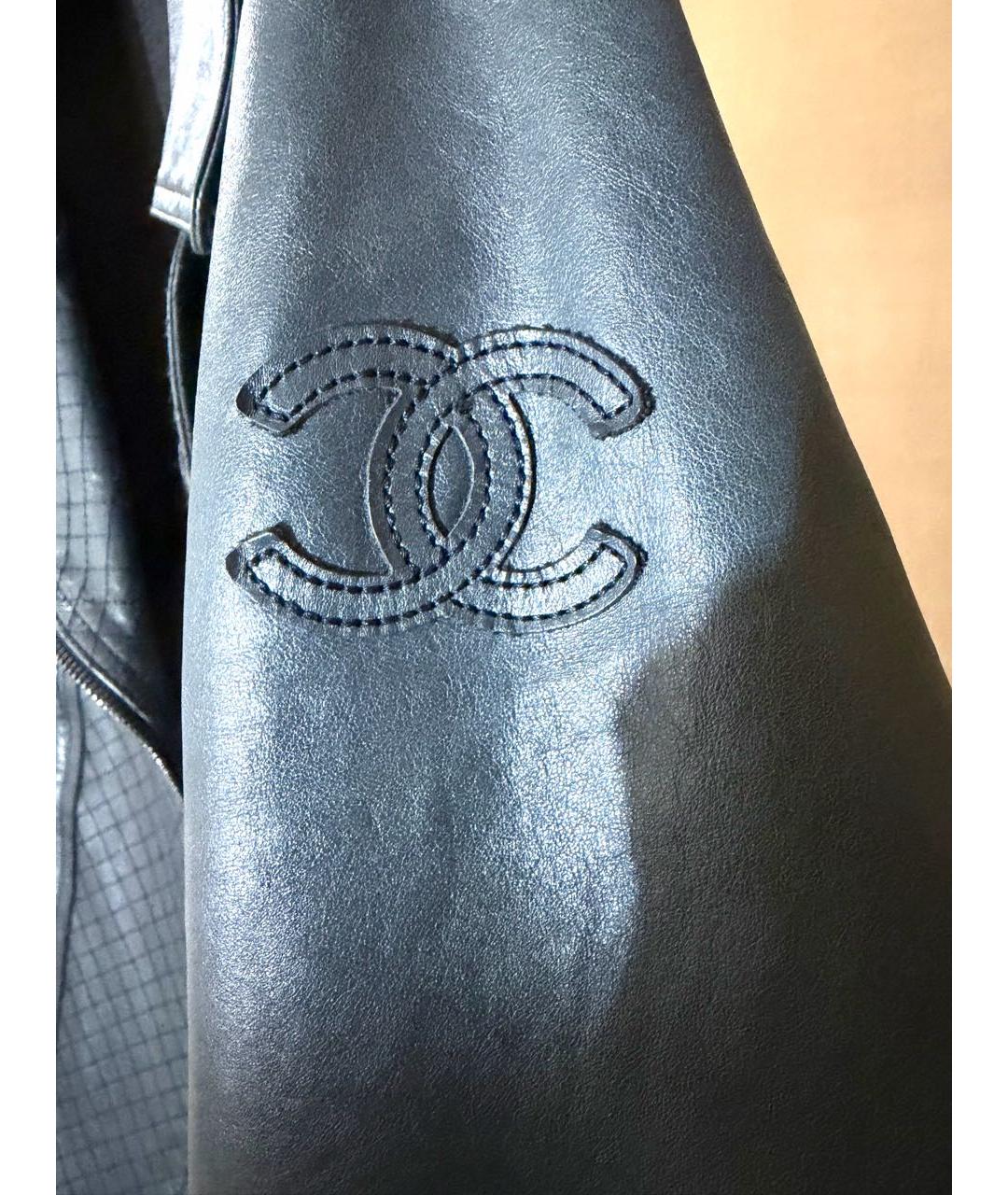 CHANEL Антрацитовая кожаная куртка, фото 5