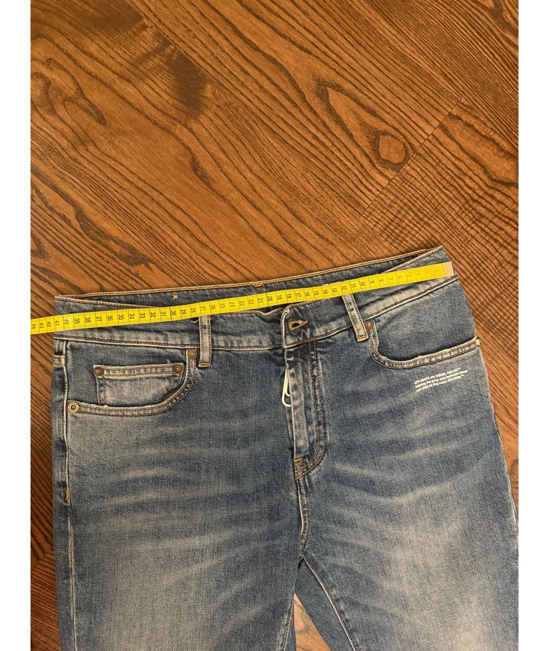 OFF-WHITE Синие хлопко-эластановые джинсы скинни, фото 3