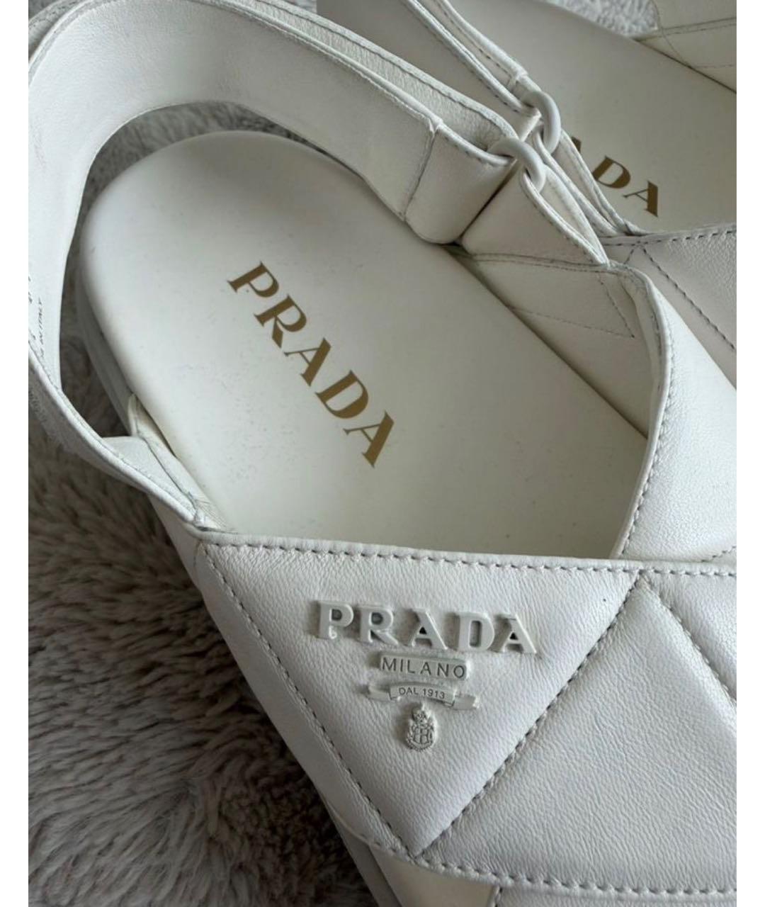 PRADA Белые кожаные сандалии, фото 5