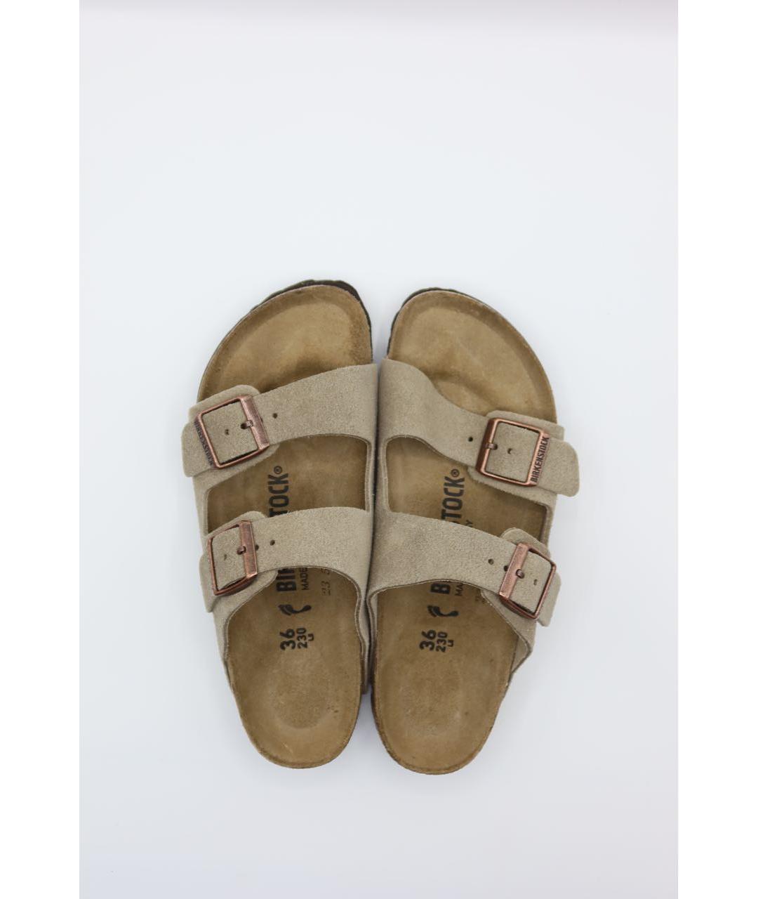 BIRKENSTOCK Бежевые замшевые сандалии, фото 5