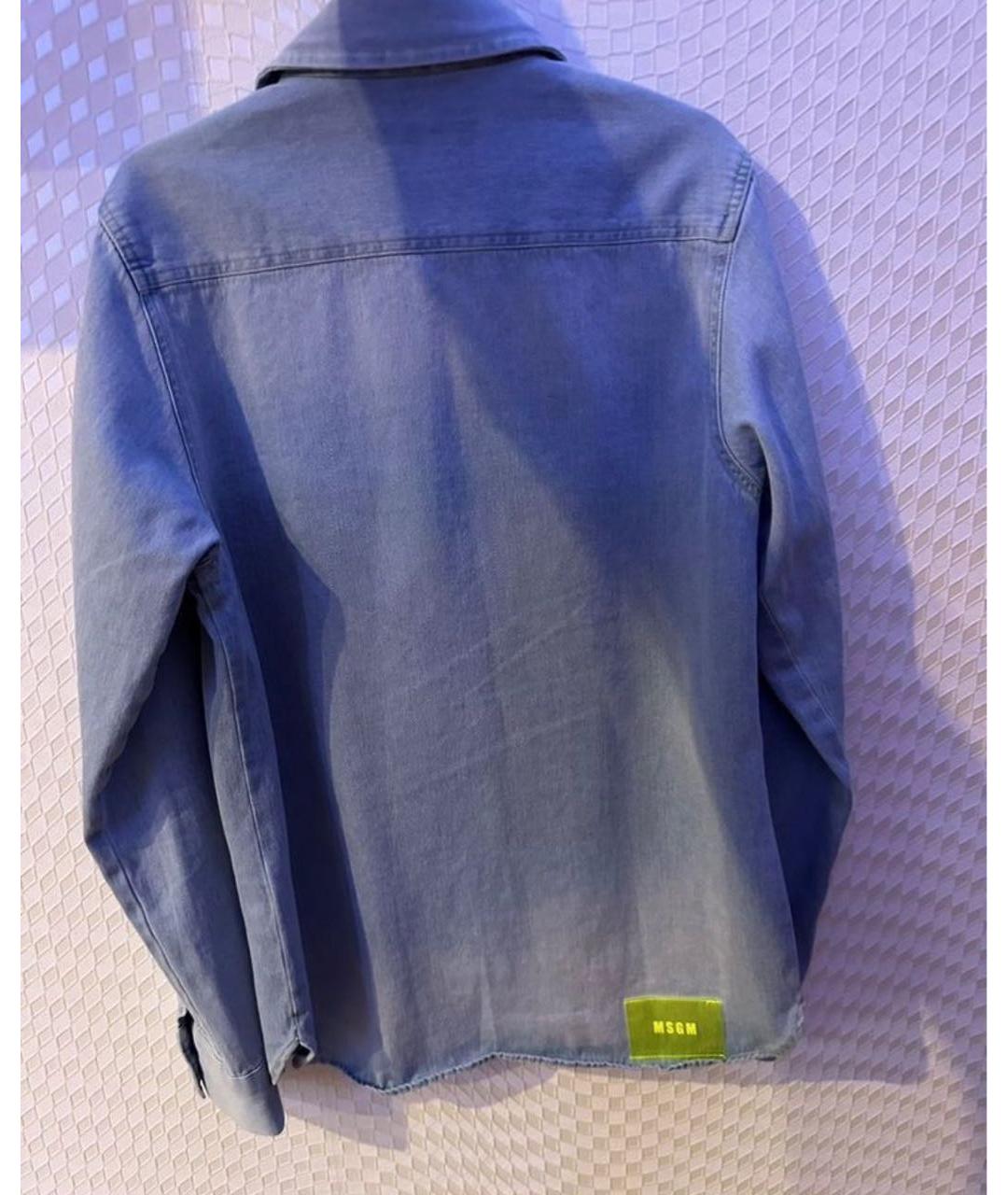 MSGM Голубая деним детская рубашка, фото 2