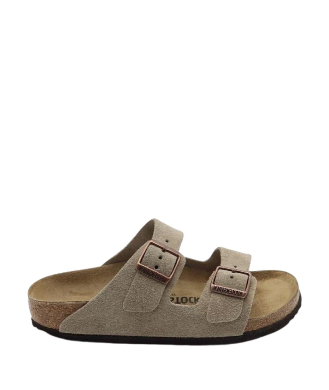 BIRKENSTOCK Бежевые замшевые сандалии, фото 1