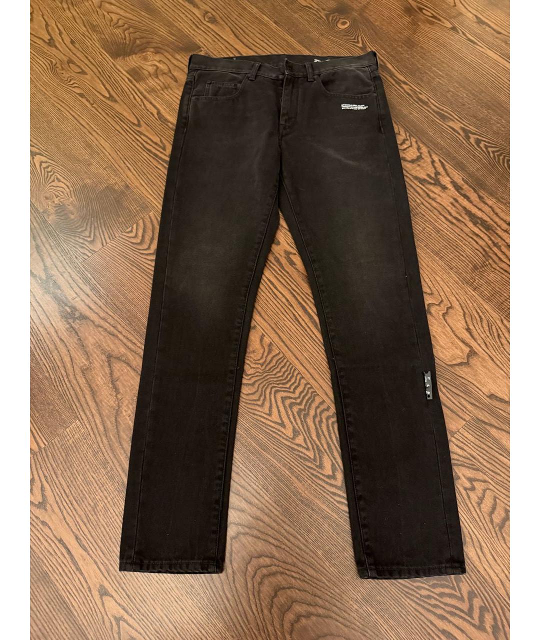OFF-WHITE Черные хлопко-эластановые джинсы скинни, фото 7