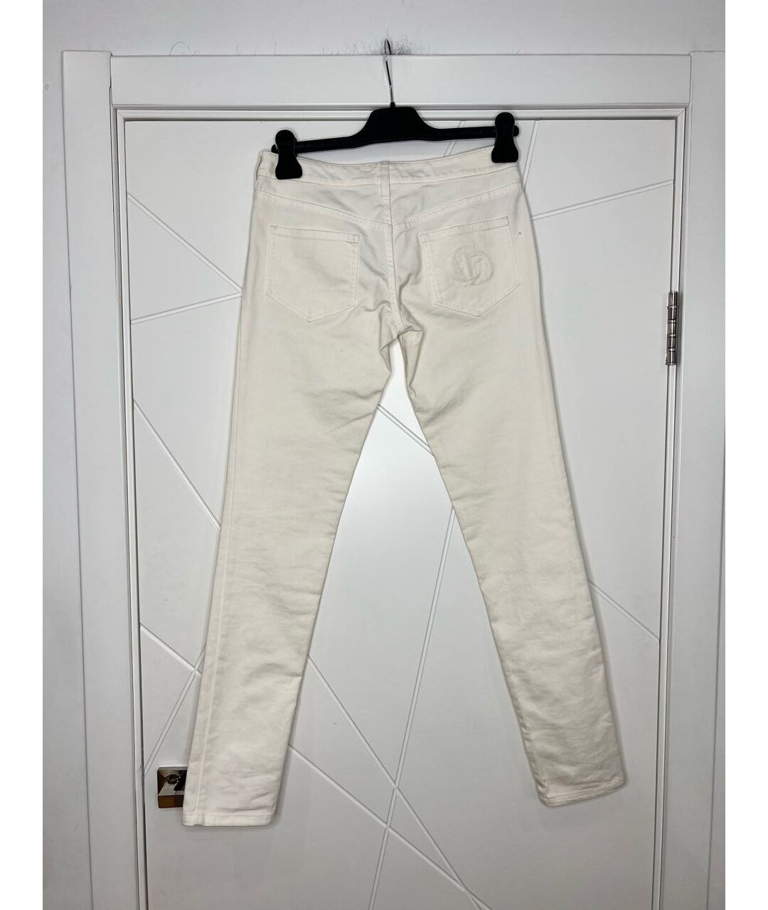 CHRISTIAN DIOR Белые хлопковые джинсы слим, фото 4