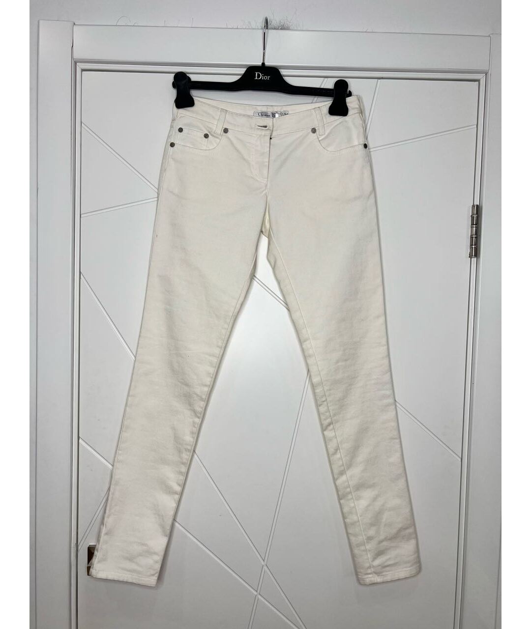 CHRISTIAN DIOR Белые хлопковые джинсы слим, фото 2