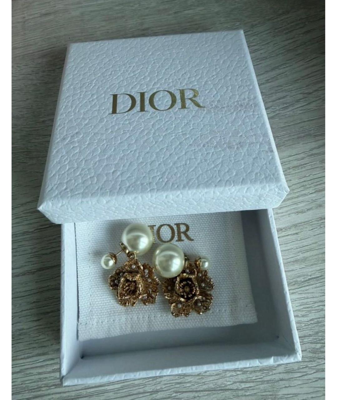 CHRISTIAN DIOR Золотые металлические серьги, фото 5