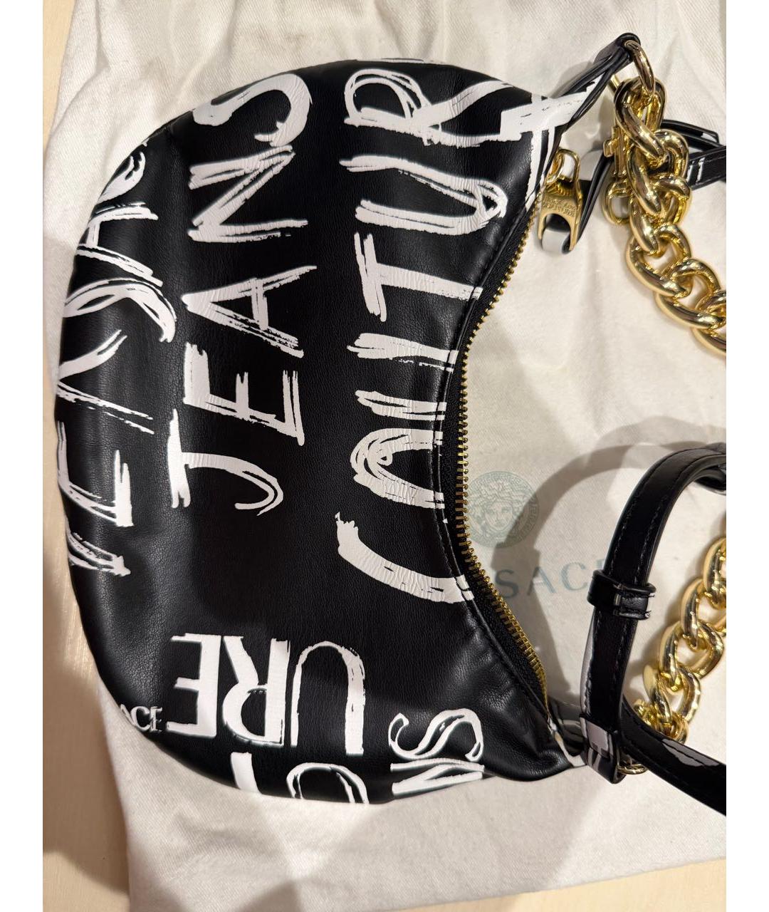 VERSACE JEANS COUTURE Черная сумка с короткими ручками из искусственной кожи, фото 2