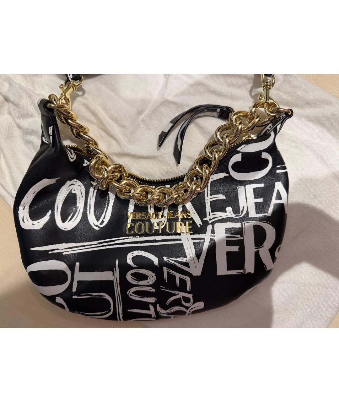 VERSACE JEANS COUTURE Черная сумка с короткими ручками из искусственной кожи, фото 5