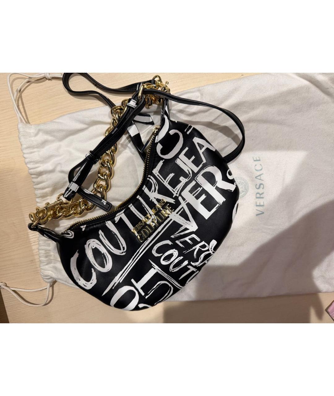 VERSACE JEANS COUTURE Черная сумка с короткими ручками из искусственной кожи, фото 3