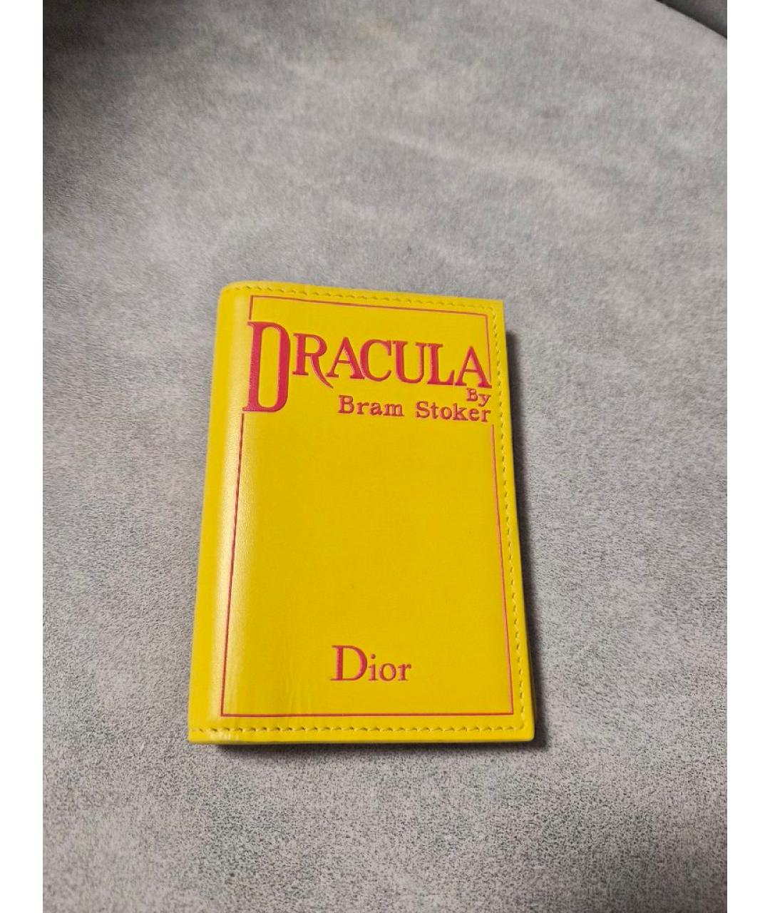 CHRISTIAN DIOR Желтый кожаный кардхолдер, фото 4