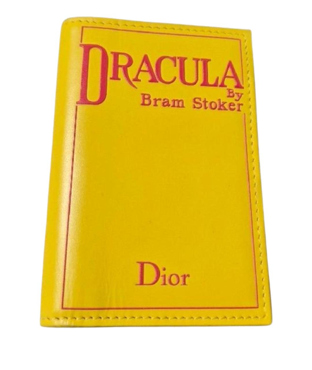 CHRISTIAN DIOR Желтый кожаный кардхолдер, фото 1