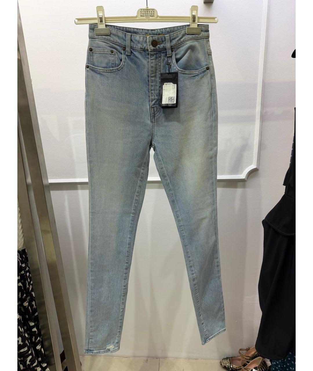 SAINT LAURENT Голубые хлопковые джинсы слим, фото 2