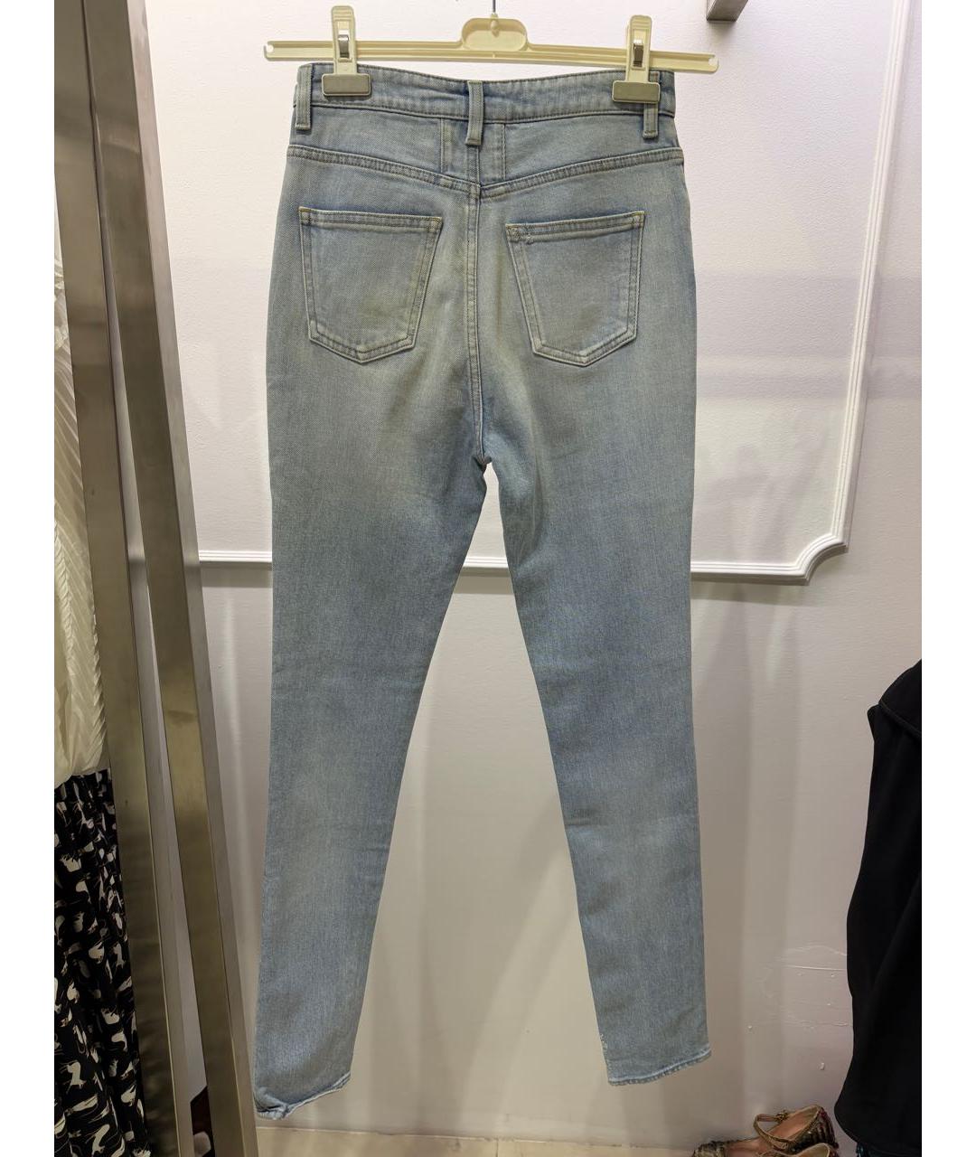 SAINT LAURENT Голубые хлопковые джинсы слим, фото 5