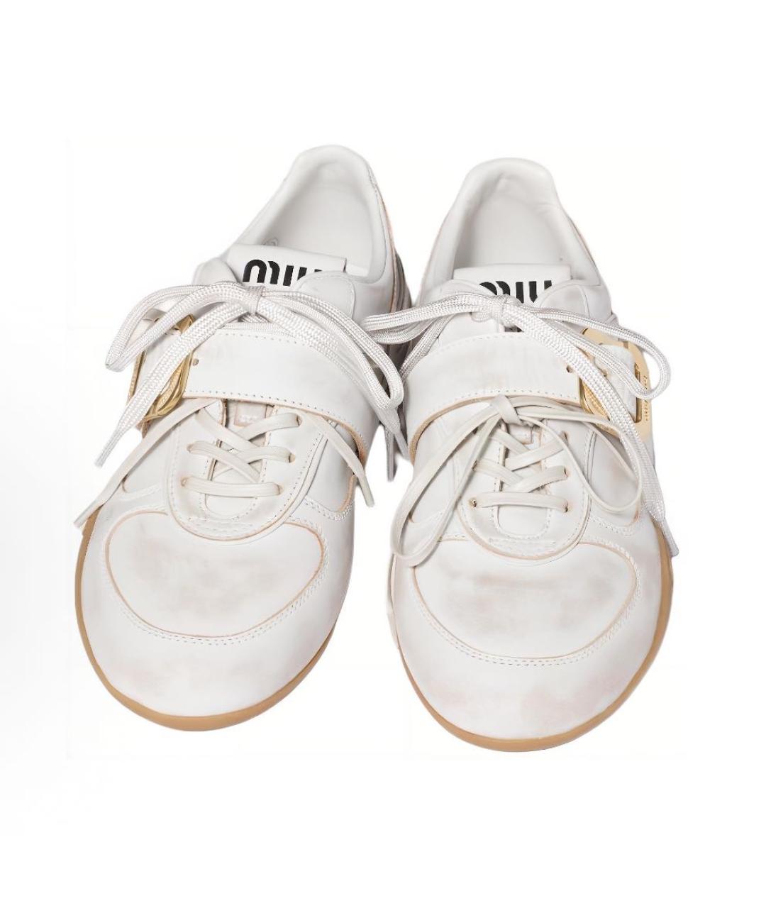 MIU MIU Белые кожаные кеды, фото 3