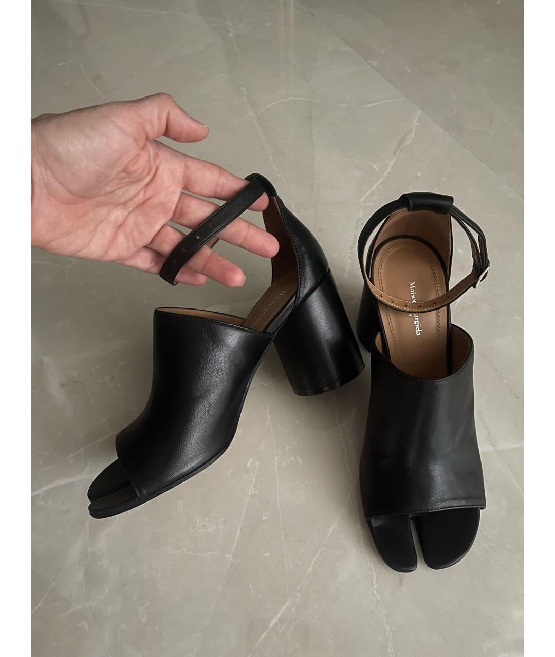 MAISON MARGIELA Черные кожаные босоножки, фото 3