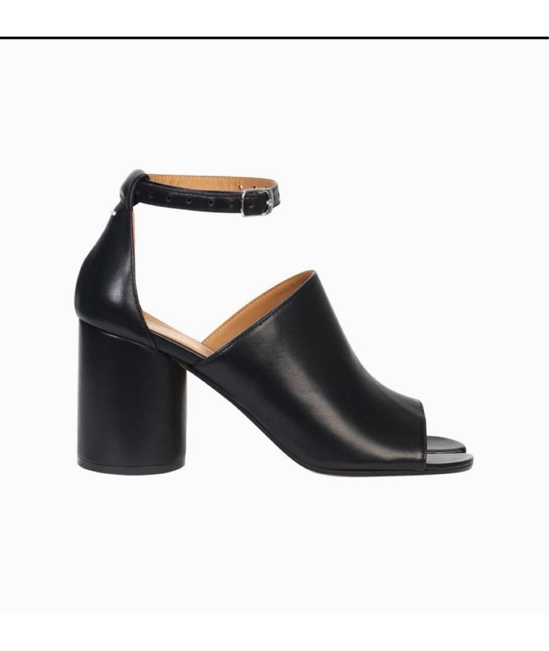 MAISON MARGIELA Черные кожаные босоножки, фото 8