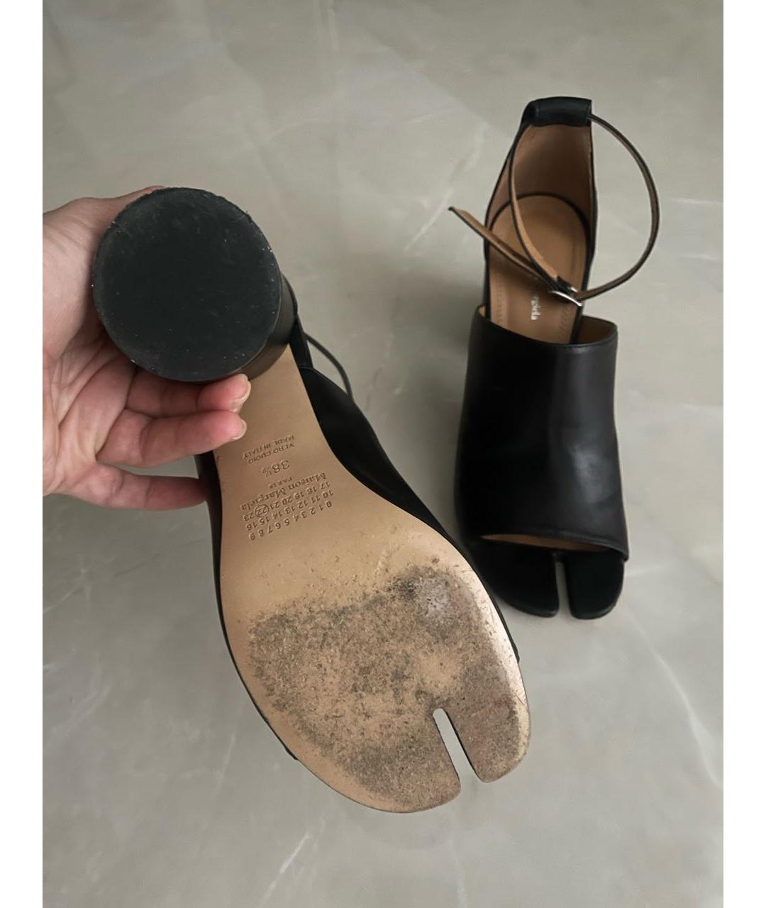 MAISON MARGIELA Черные кожаные босоножки, фото 4