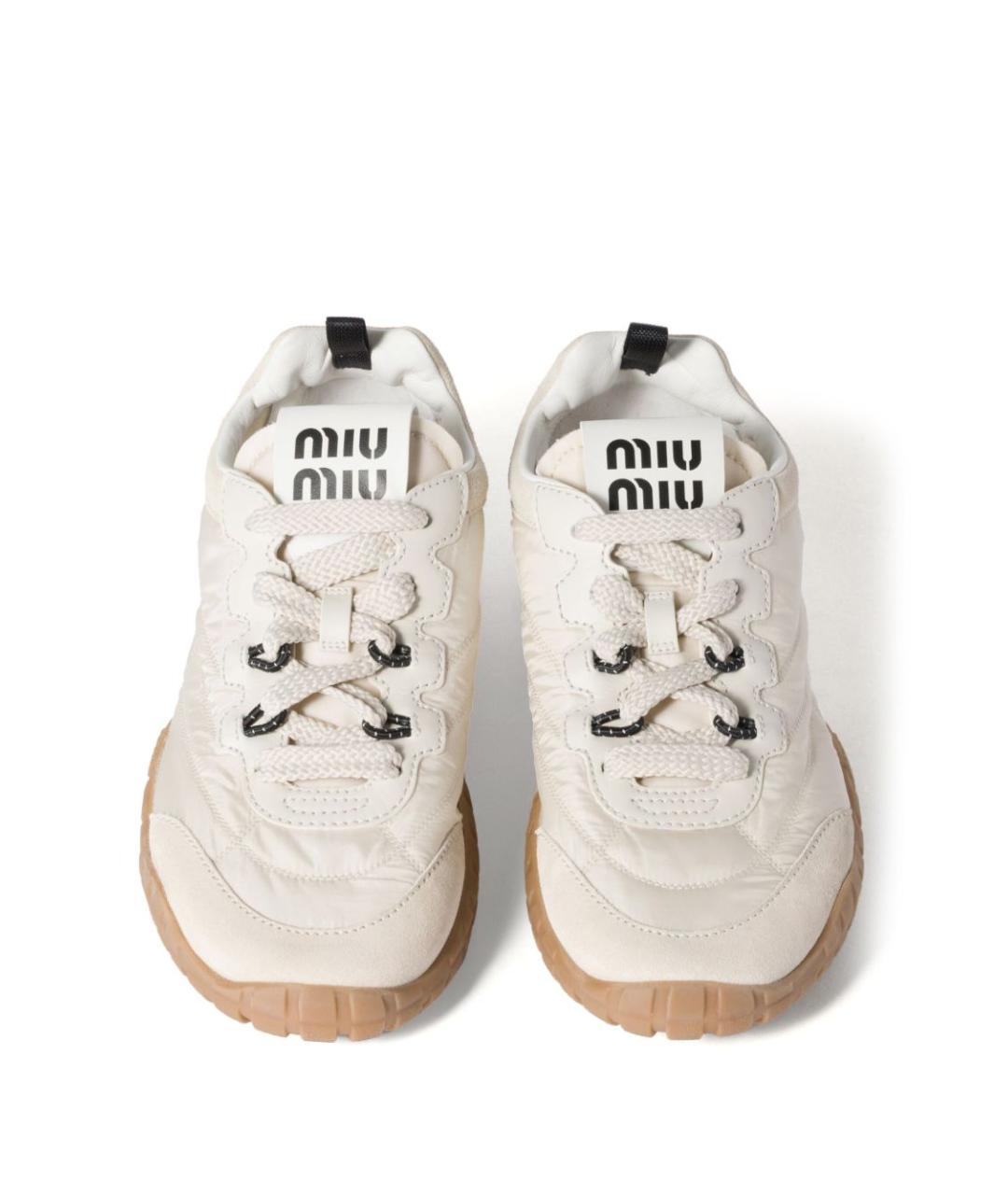 MIU MIU Бежевые текстильные кроссовки, фото 3