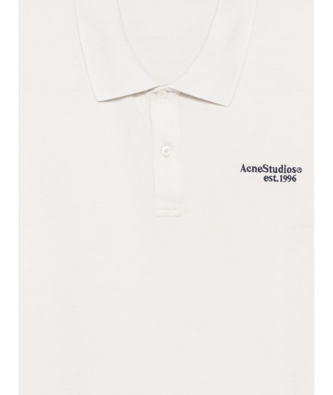 ACNE STUDIOS Белое хлопковое поло с коротким рукавом, фото 2