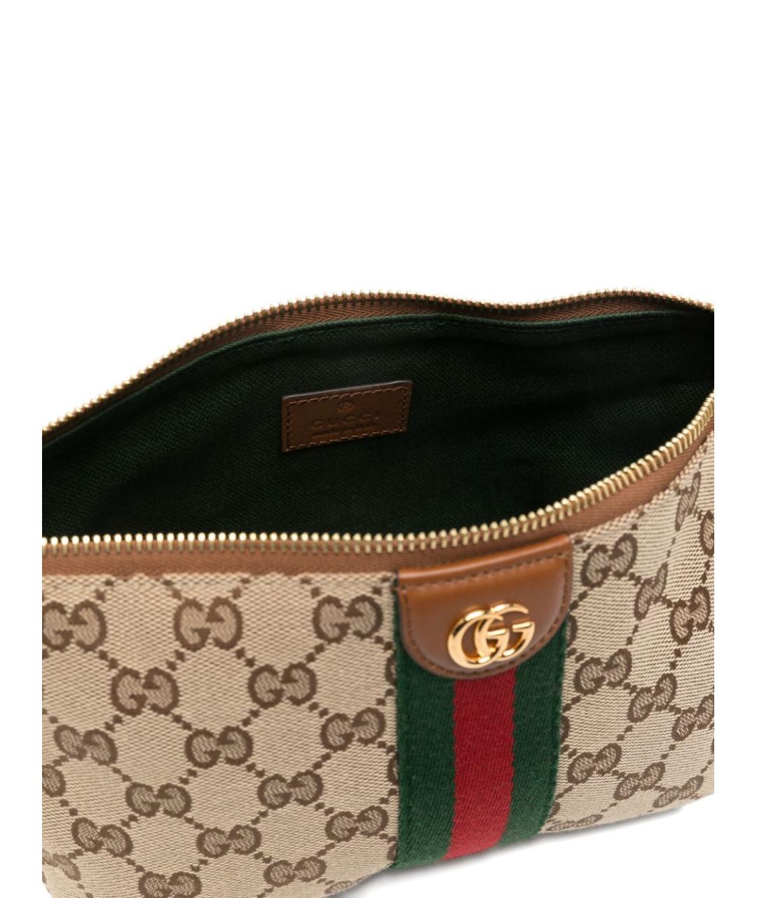 GUCCI Коричневая тканевая сумка с короткими ручками, фото 4