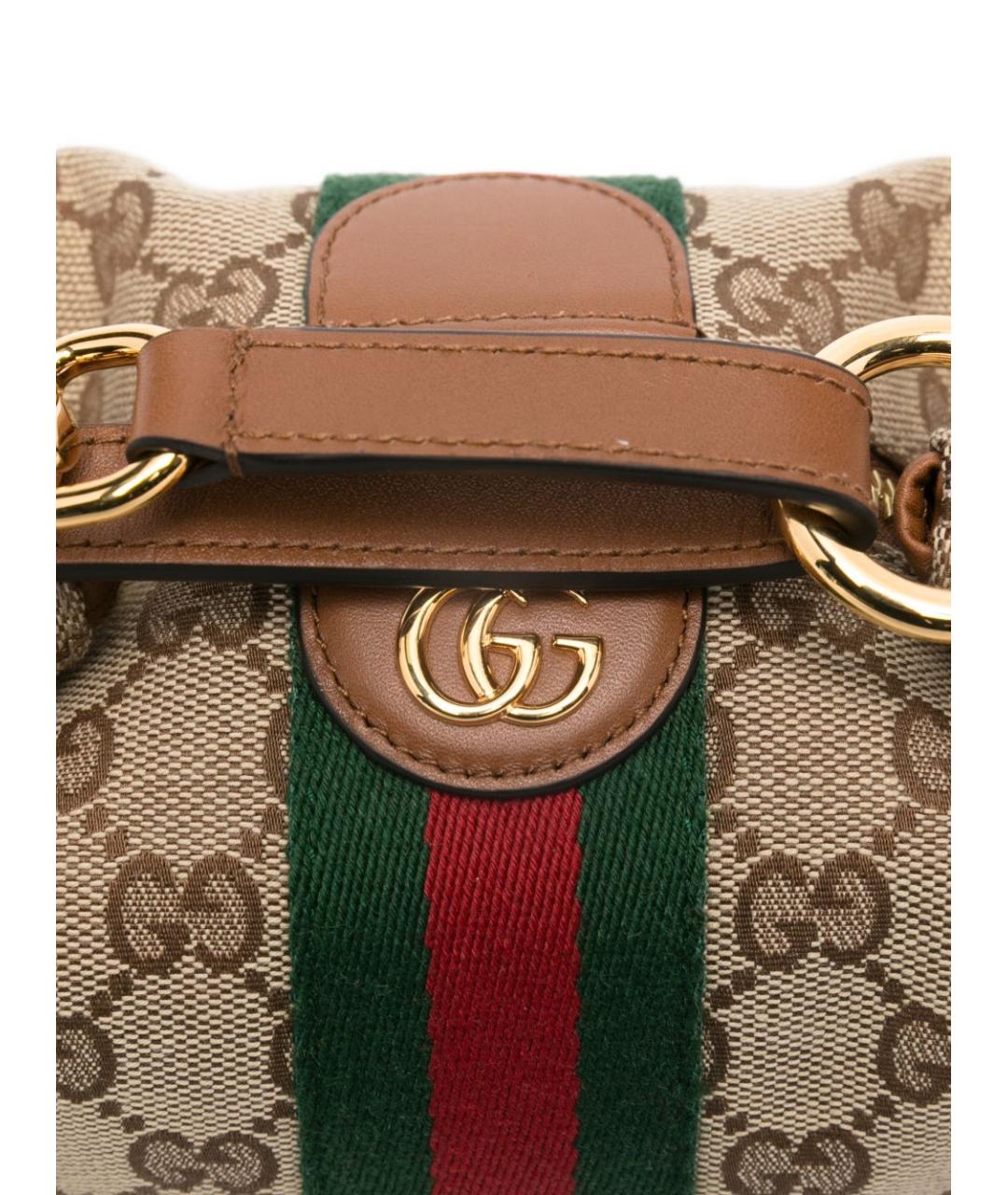 GUCCI Коричневая тканевая сумка с короткими ручками, фото 5