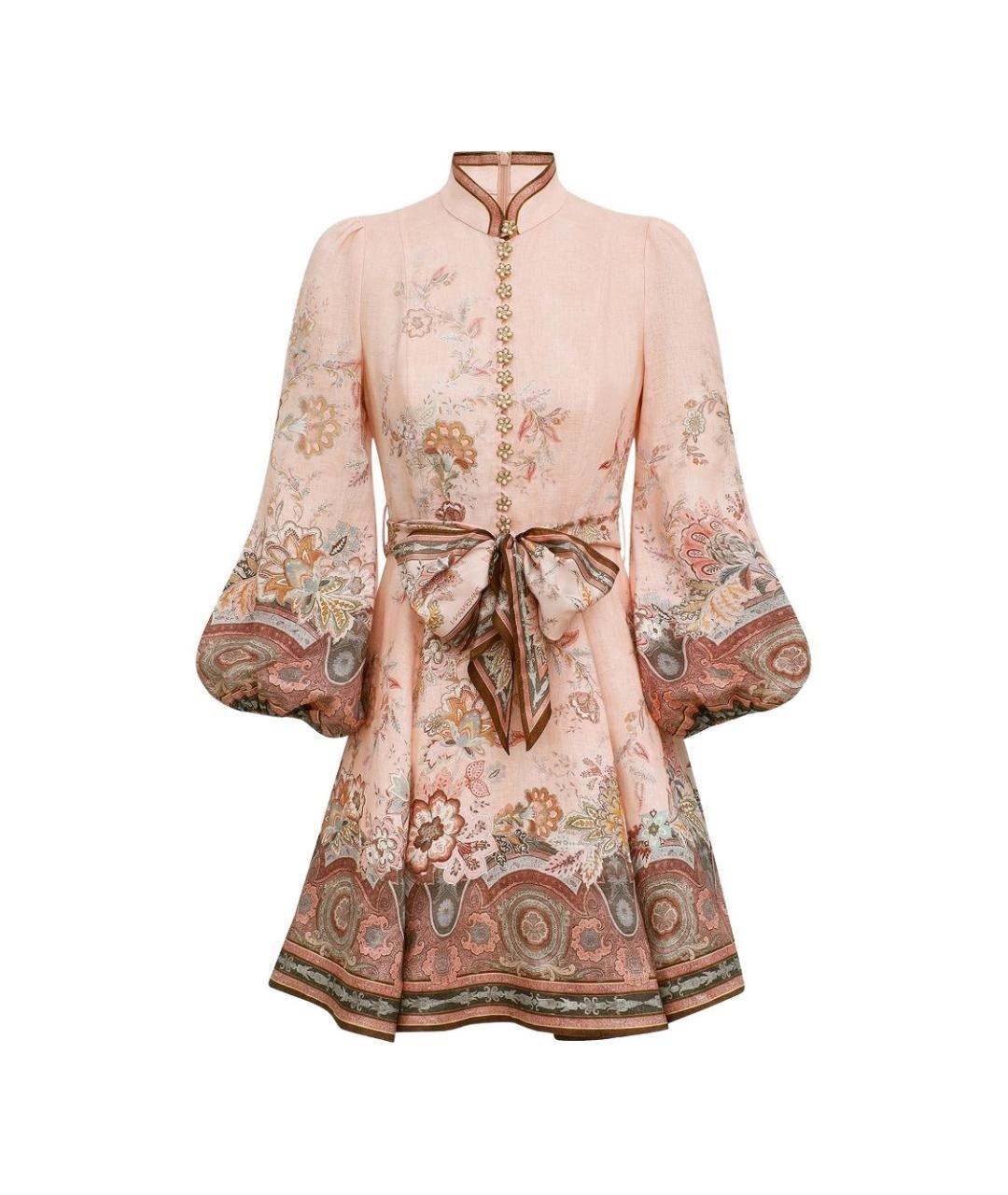 ZIMMERMANN Розовое льняное повседневное платье, фото 1