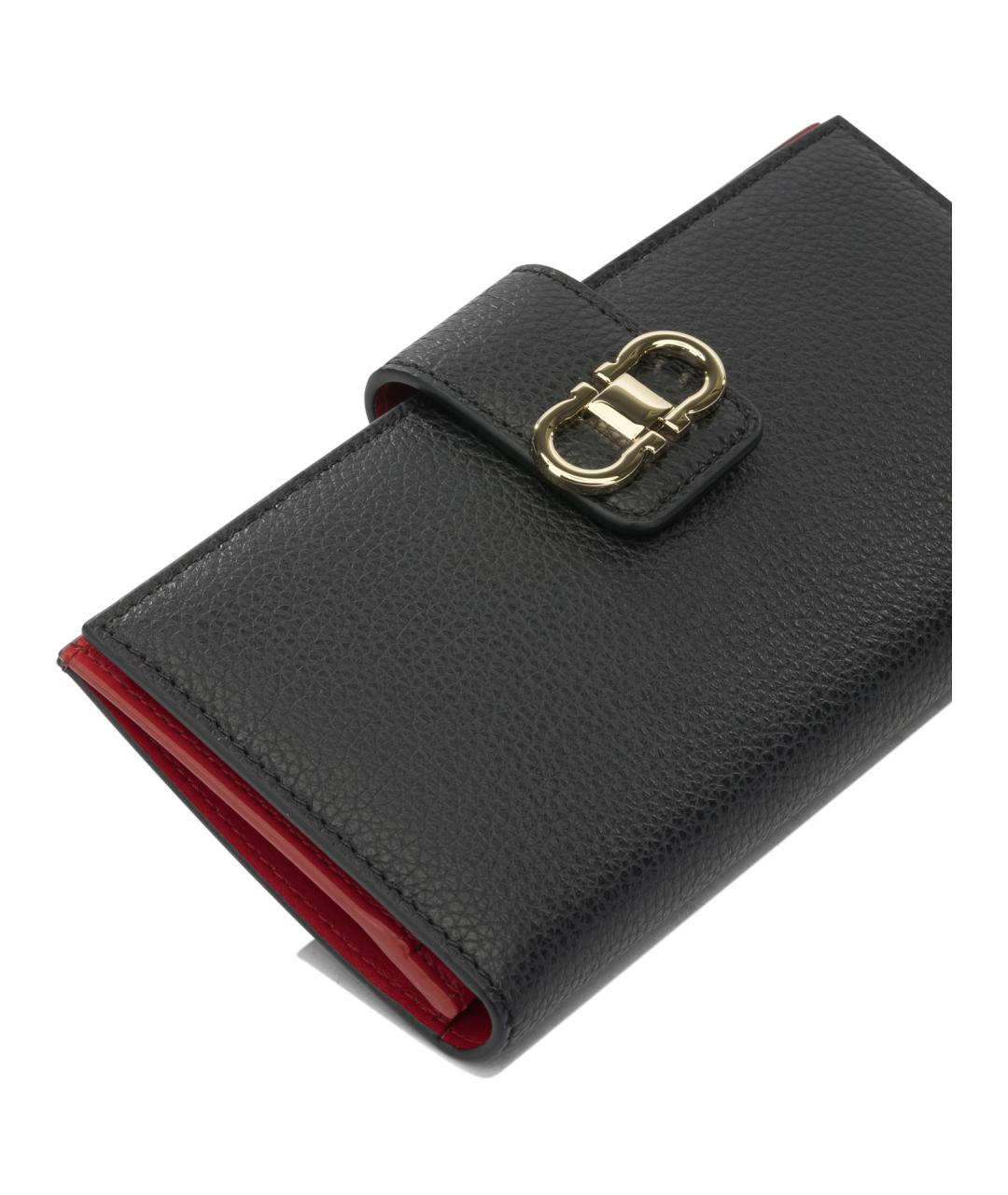 FERRAGAMO Черный кожаный кошелек, фото 4