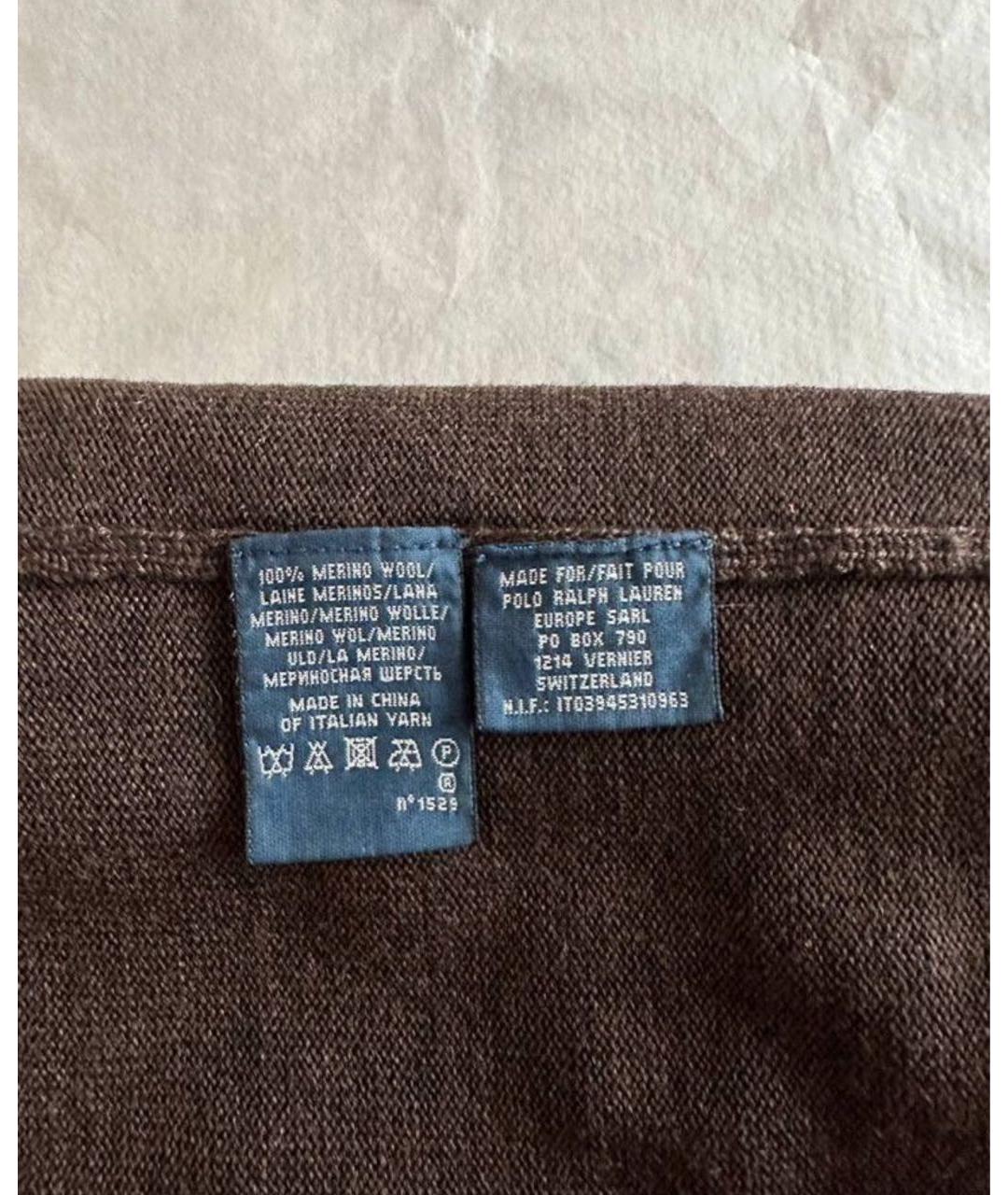 RALPH LAUREN Коричневый шерстяной кардиган, фото 3