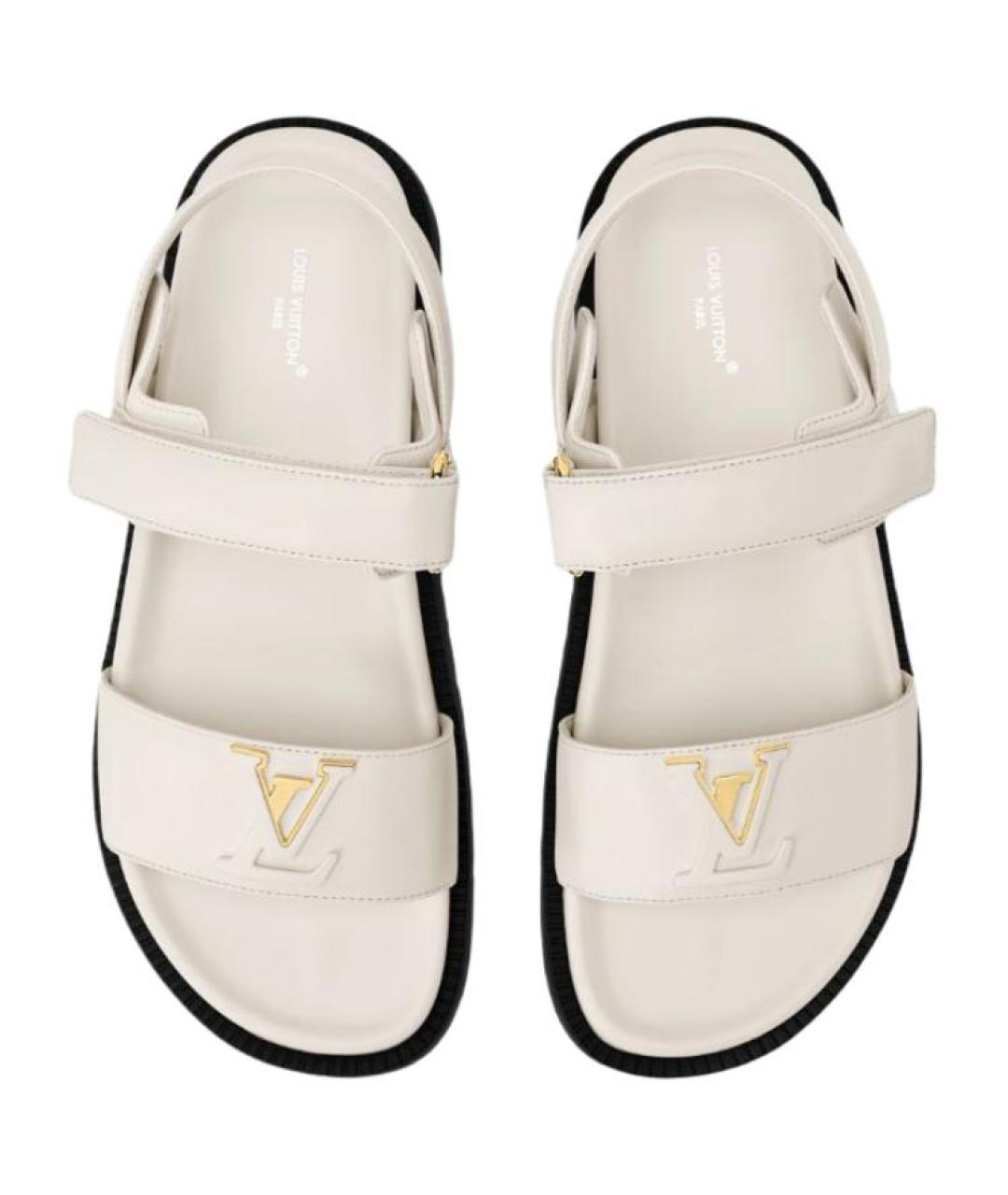 LOUIS VUITTON Белые кожаные сандалии, фото 4