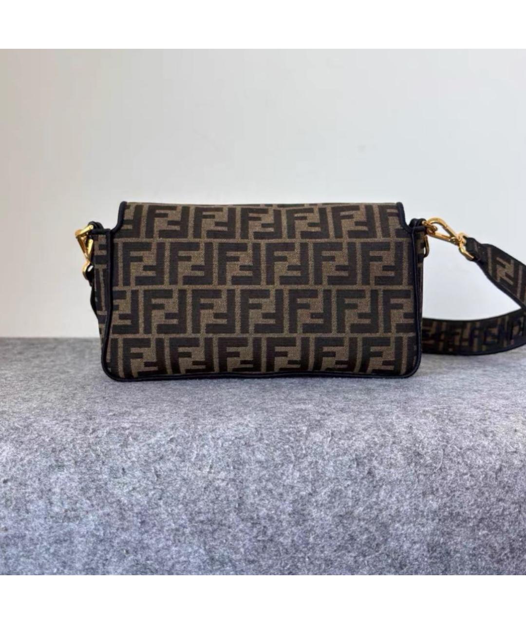 FENDI Коричневая тканевая сумка через плечо, фото 4