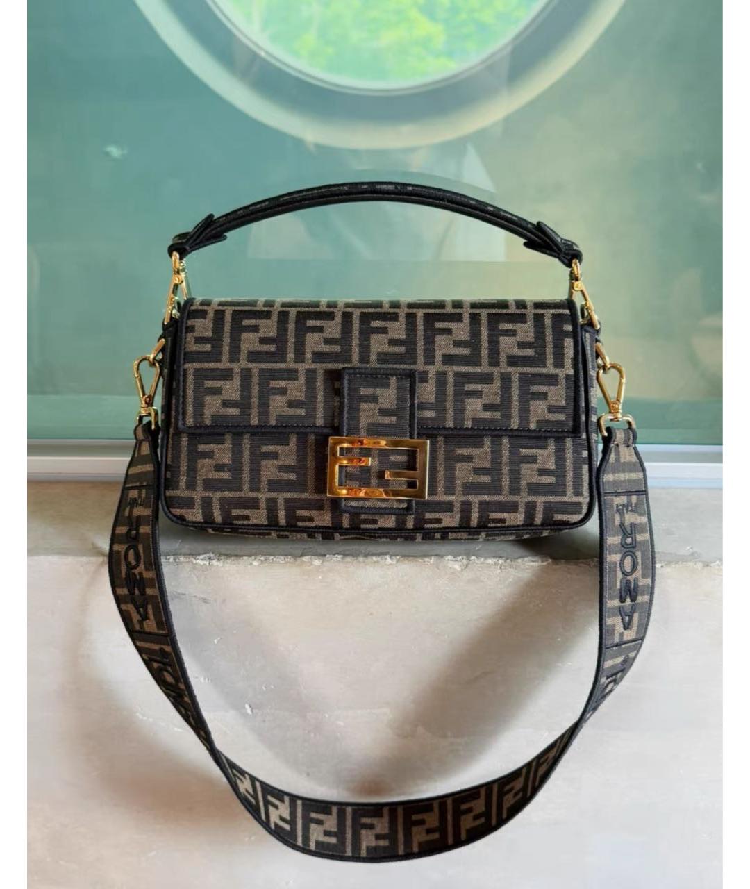FENDI Коричневая тканевая сумка через плечо, фото 7