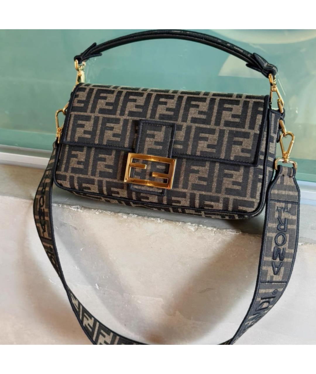 FENDI Коричневая тканевая сумка через плечо, фото 3