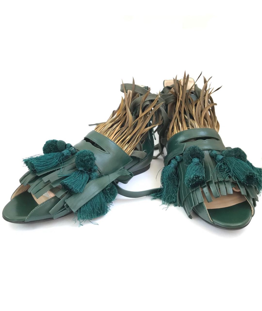 NO. 21 Зеленые кожаные сандалии, фото 2
