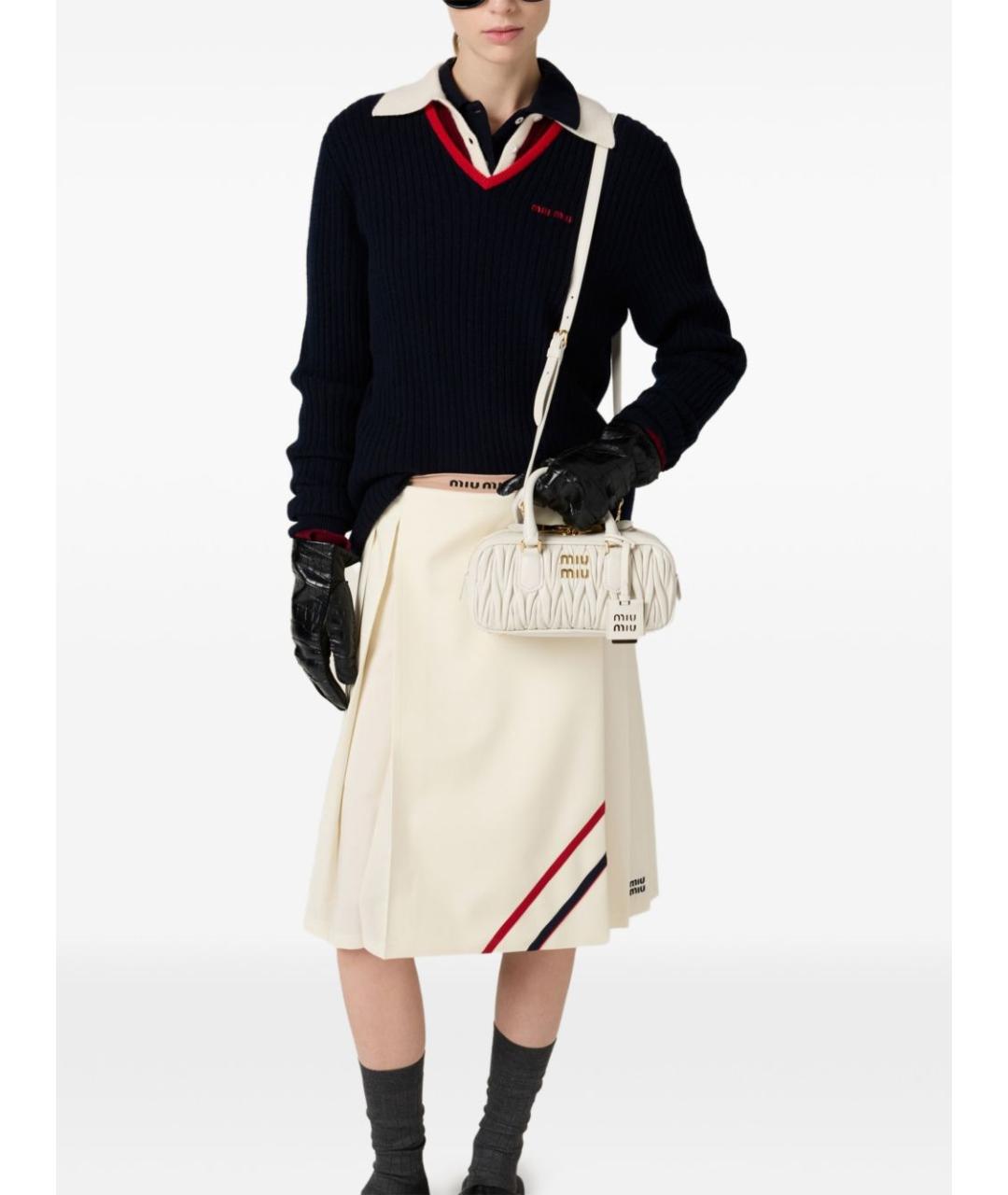 MIU MIU Белая кожаная сумка тоут, фото 4