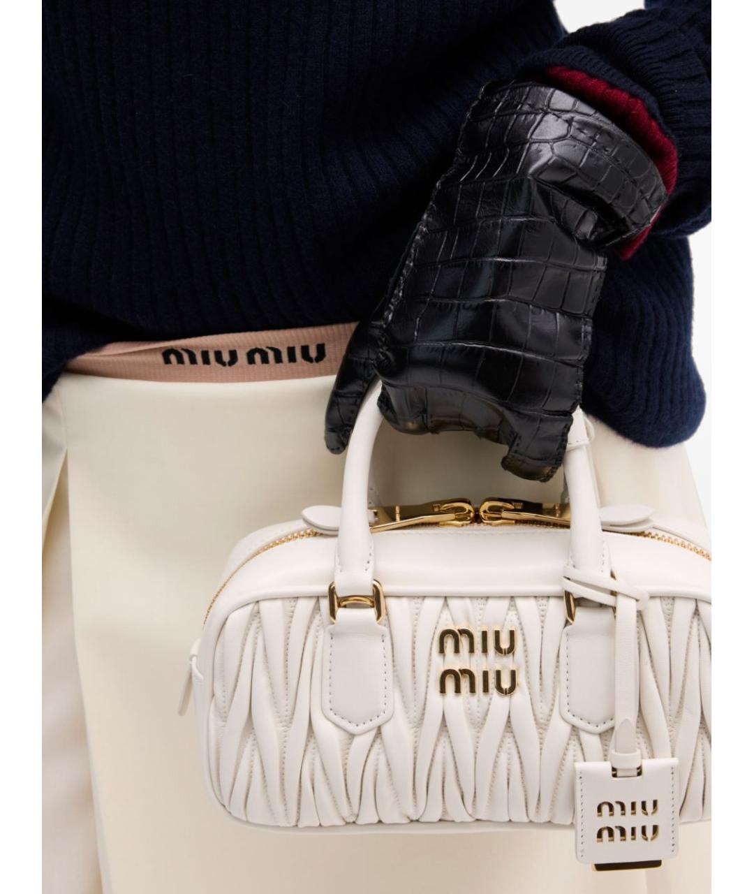 MIU MIU Белая кожаная сумка тоут, фото 3