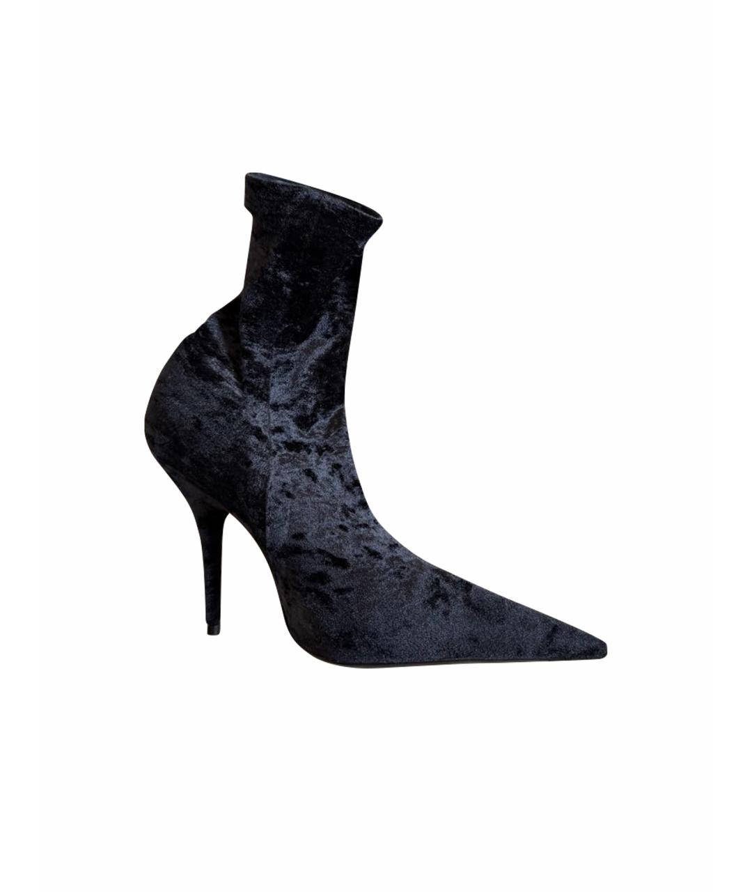 BALENCIAGA Черные бархатные ботильоны, фото 1