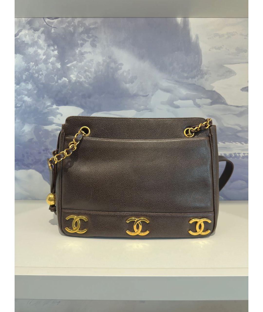 CHANEL Коричневая кожаная сумка через плечо, фото 7