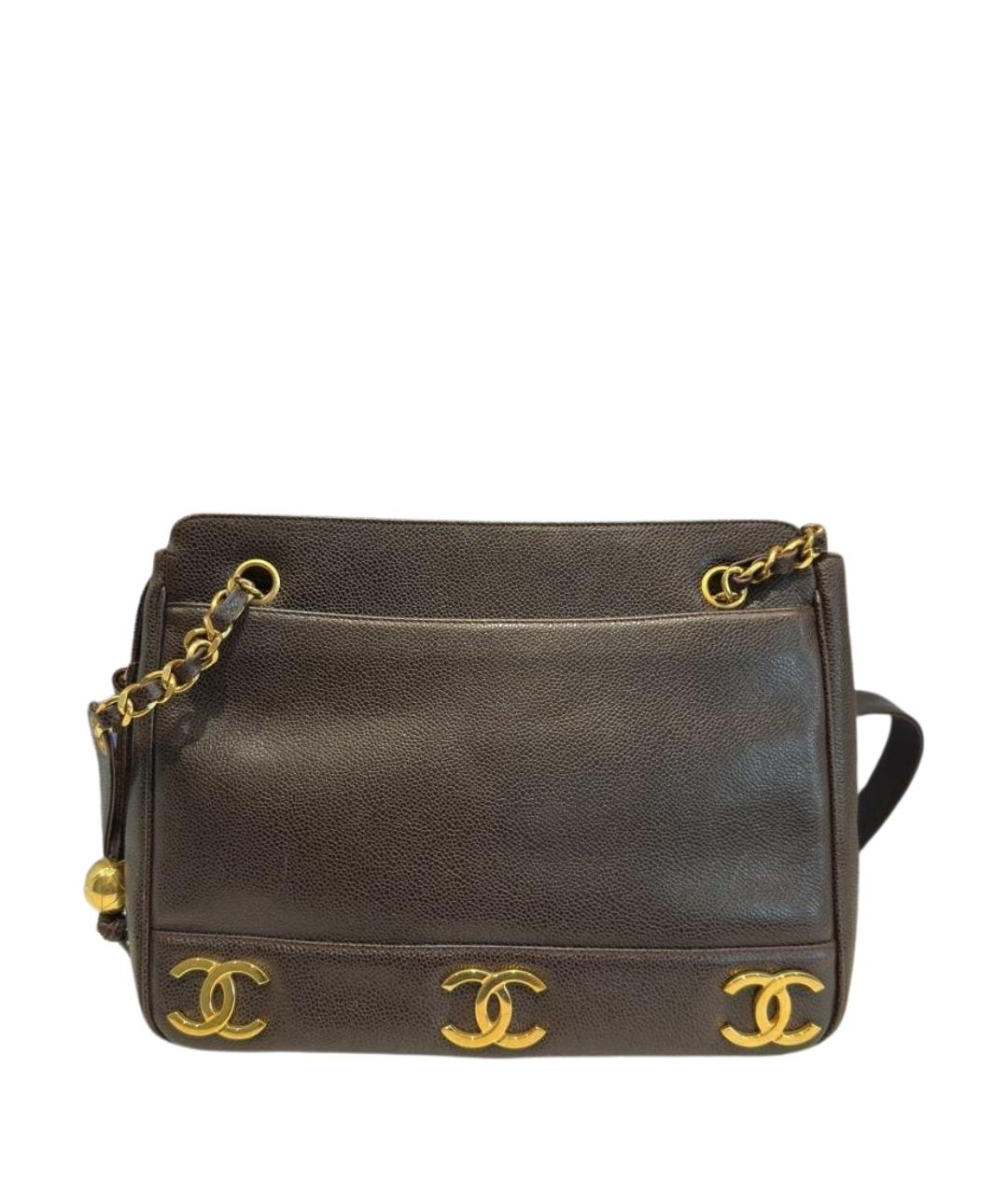 CHANEL Коричневая кожаная сумка через плечо, фото 1