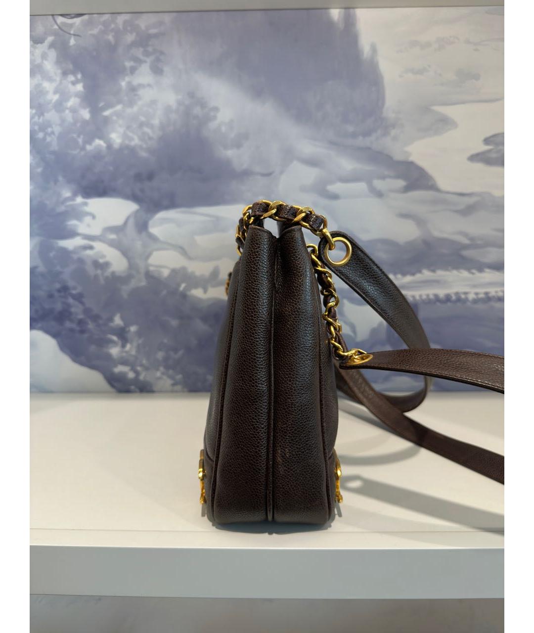 CHANEL Коричневая кожаная сумка через плечо, фото 3