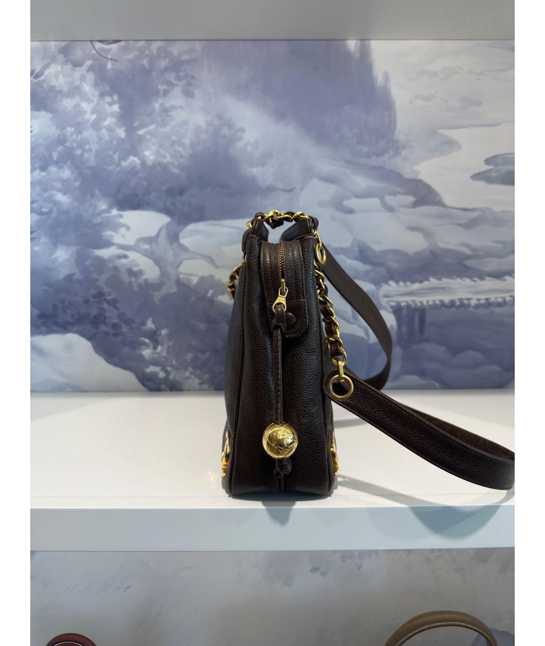 CHANEL Коричневая кожаная сумка через плечо, фото 2