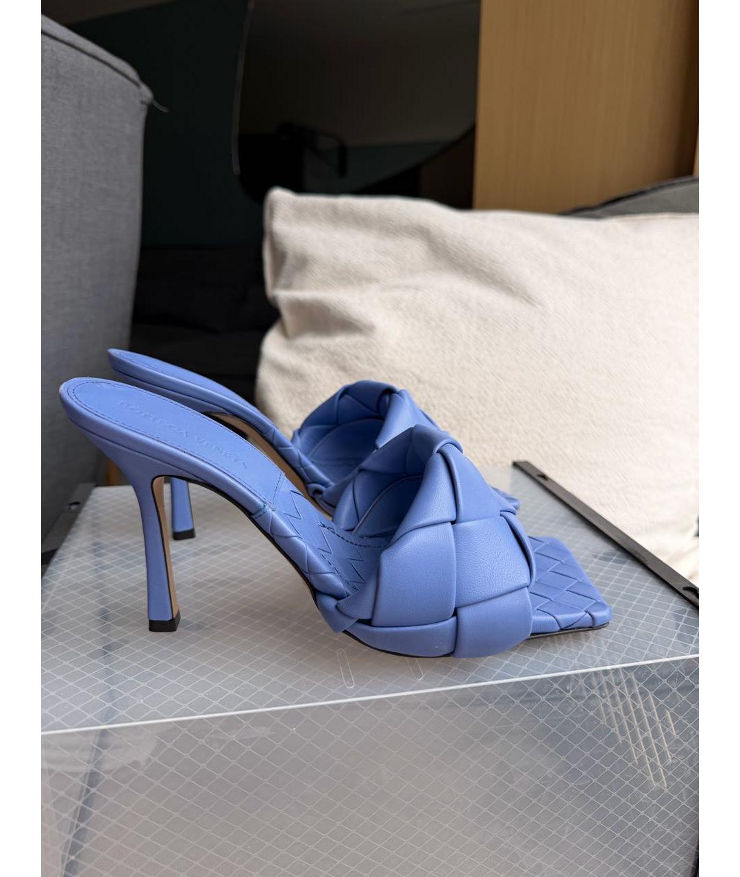 BOTTEGA VENETA Фиолетовые кожаные мюли, фото 6