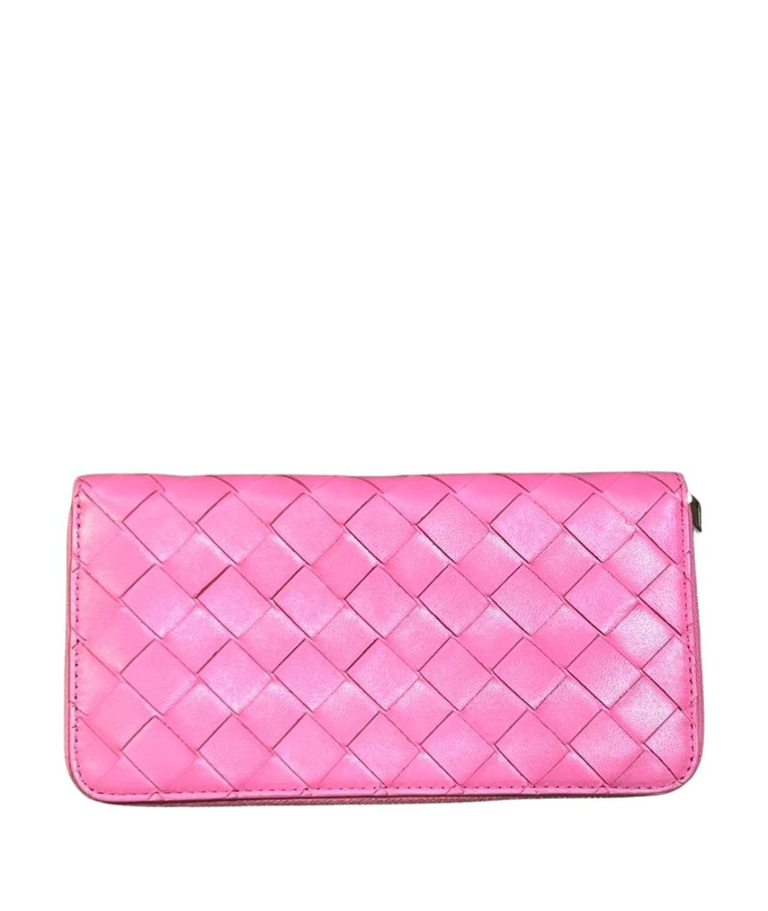 BOTTEGA VENETA Розовый кожаный кошелек, фото 1