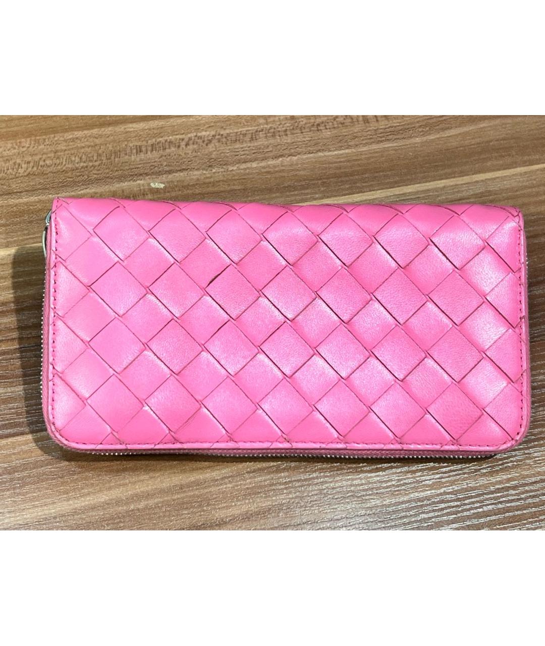 BOTTEGA VENETA Розовый кожаный кошелек, фото 2
