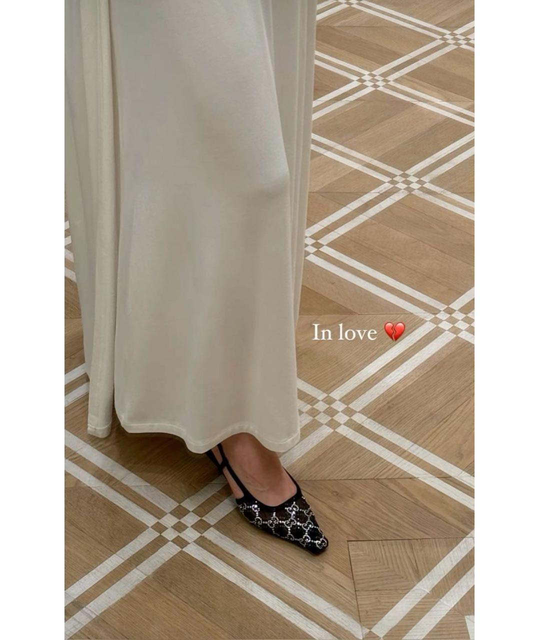 GUCCI Черные текстильные лодочки на низком каблуке, фото 4
