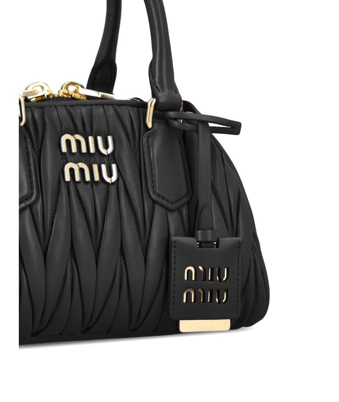 MIU MIU Черная кожаная сумка тоут, фото 3